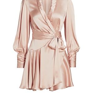 AUTHENTIC Zimmermann Silk Wrap Mini Dress in Petal